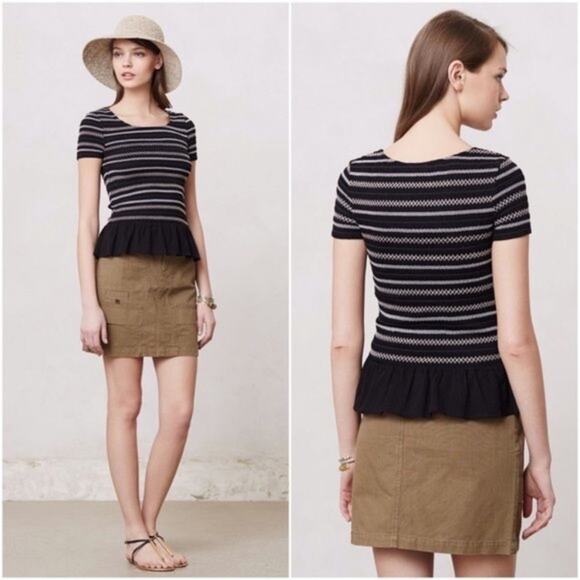 Anthropologie Meadow Rue Smocked Peplum top - Picture 6 of 6